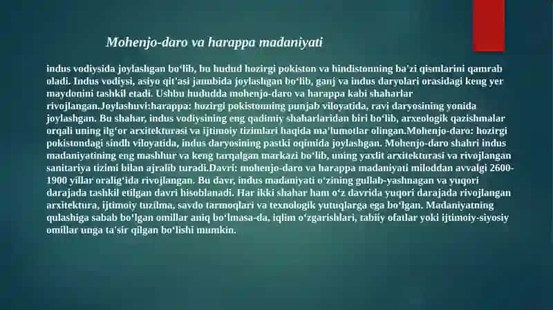Mohenjo-Daro va Xarappa madaniyati 4