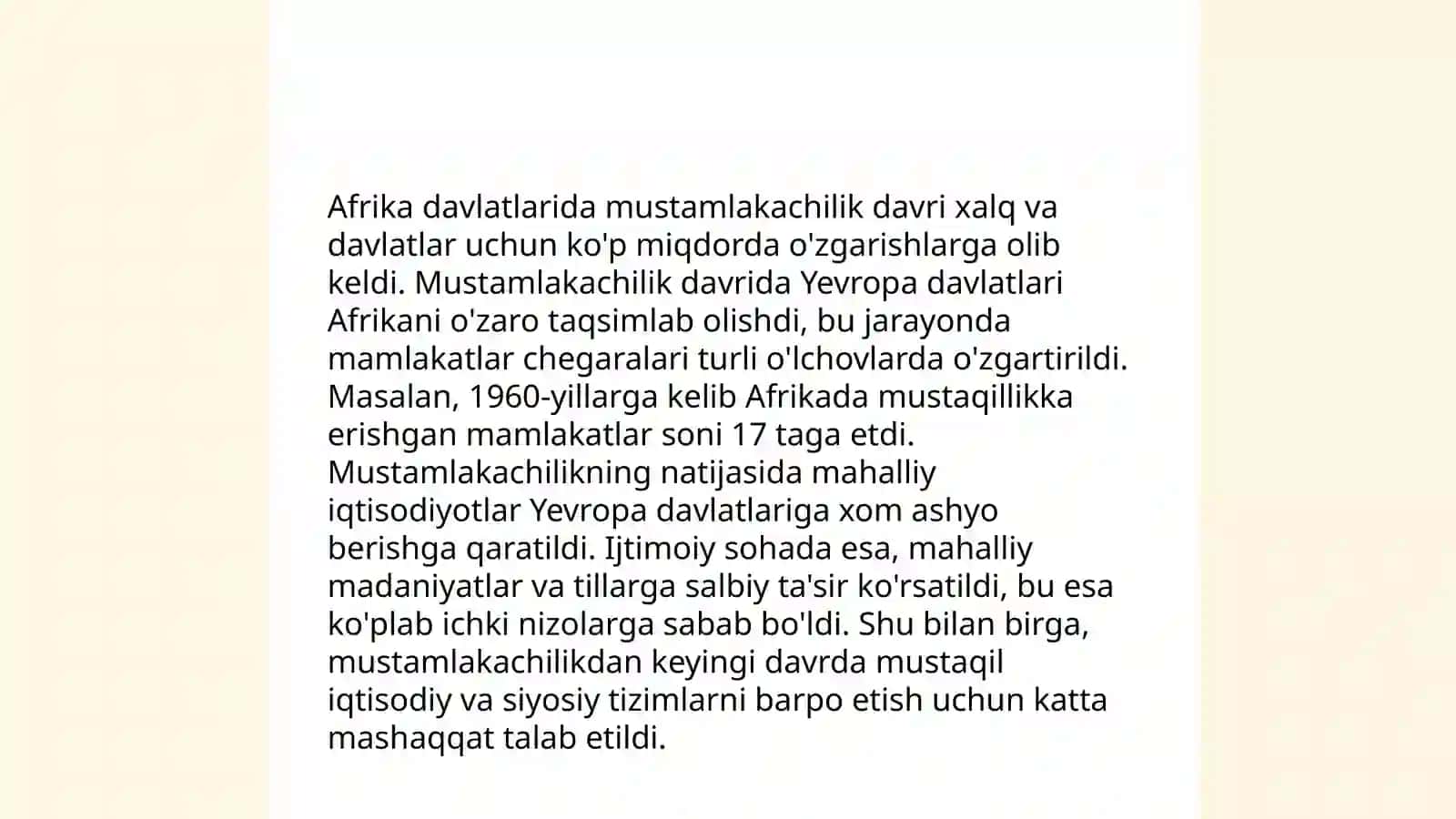 Birinchi jahon urushidan keyingi yillarda Afrika davlatlarida bo‘lgan o'zgarishlar 4