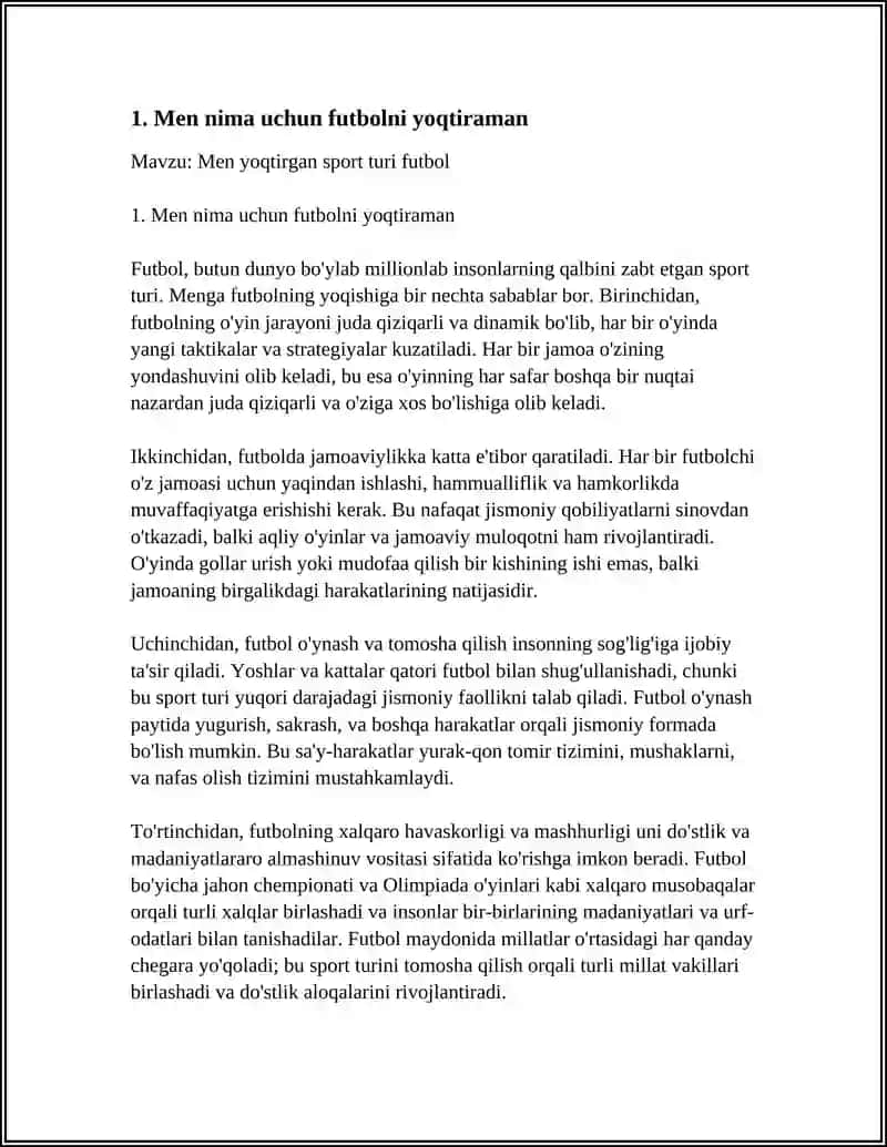 MEN YOʻQTIRGAN SPORT TURI FUTBOL 4