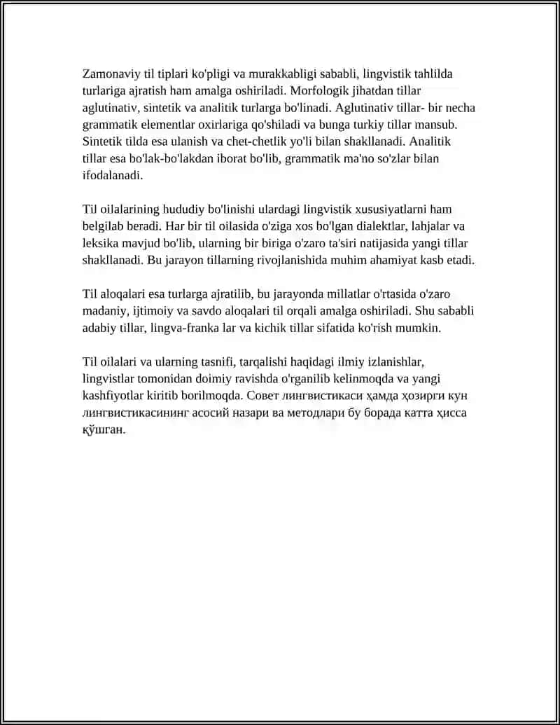 ZAMONAVIY TIL OILALARI.TIL ALOQALARI. TILLARNING HUDUDIY BOLINISHI 4