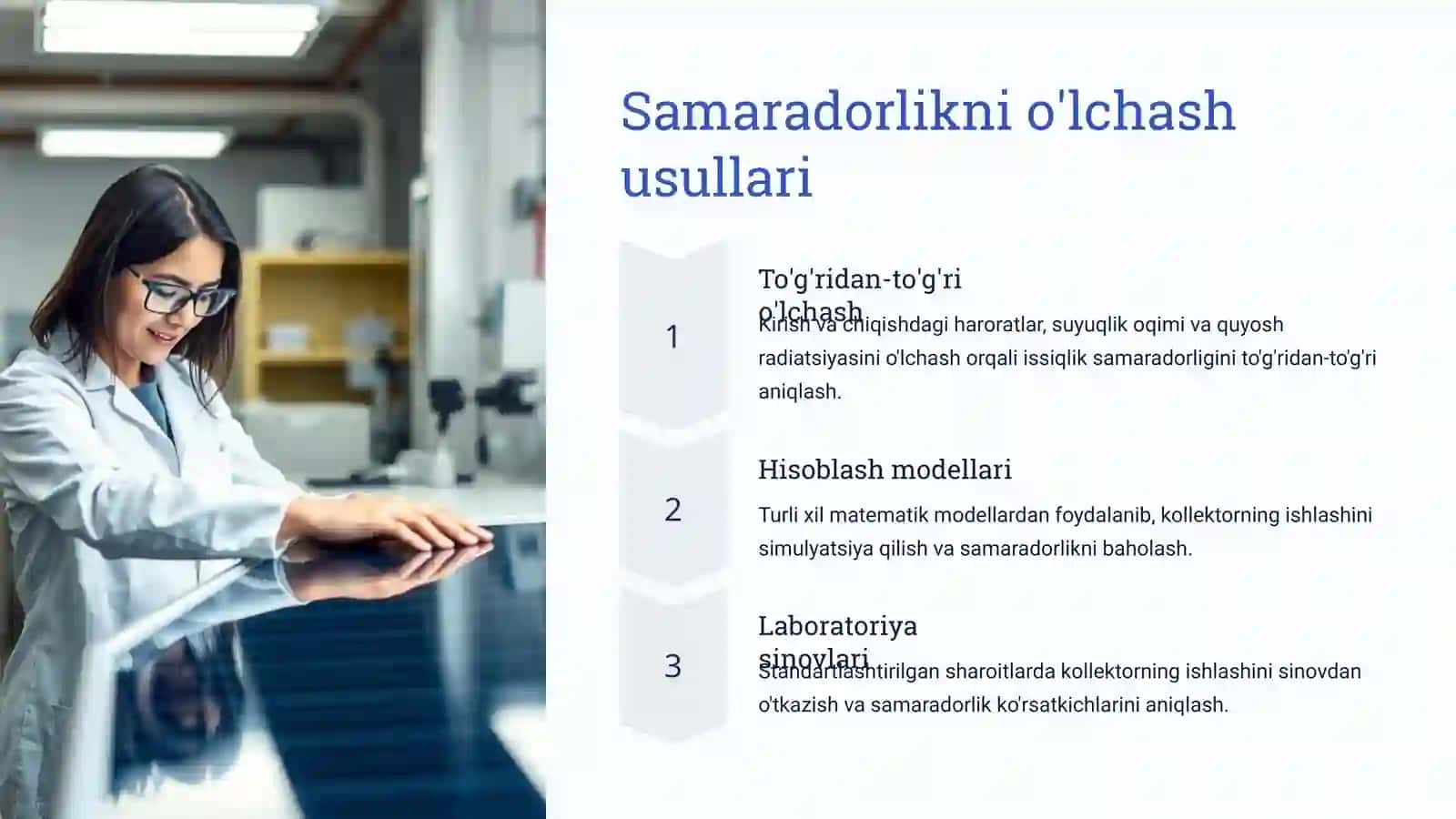 Yassi quyosh kollektorlarining issiqlik samaradorligini aniqlash 4