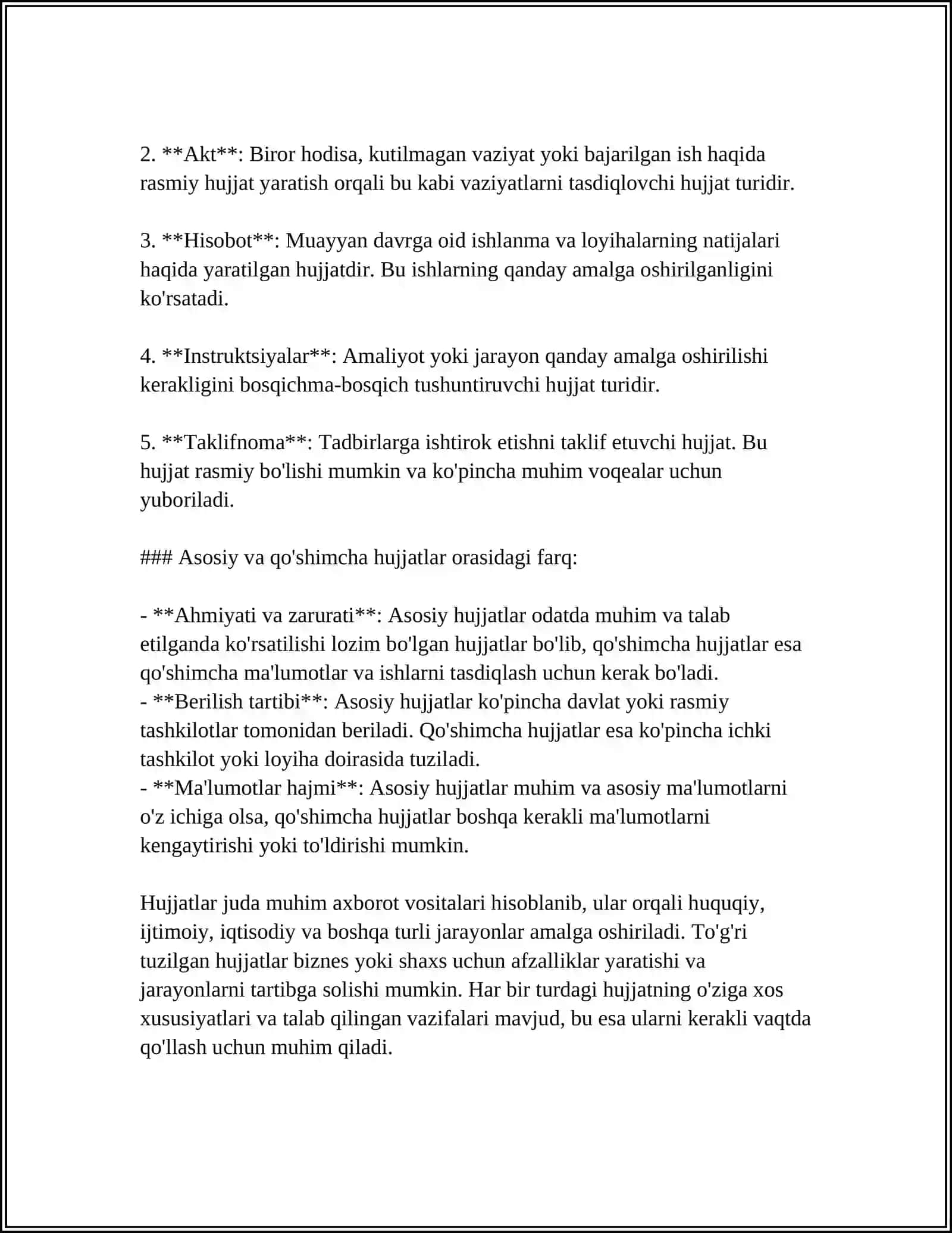 HUJJAT TURLARI VA XUSUSIYATLARI.ISH YURITISH ULUBI 4