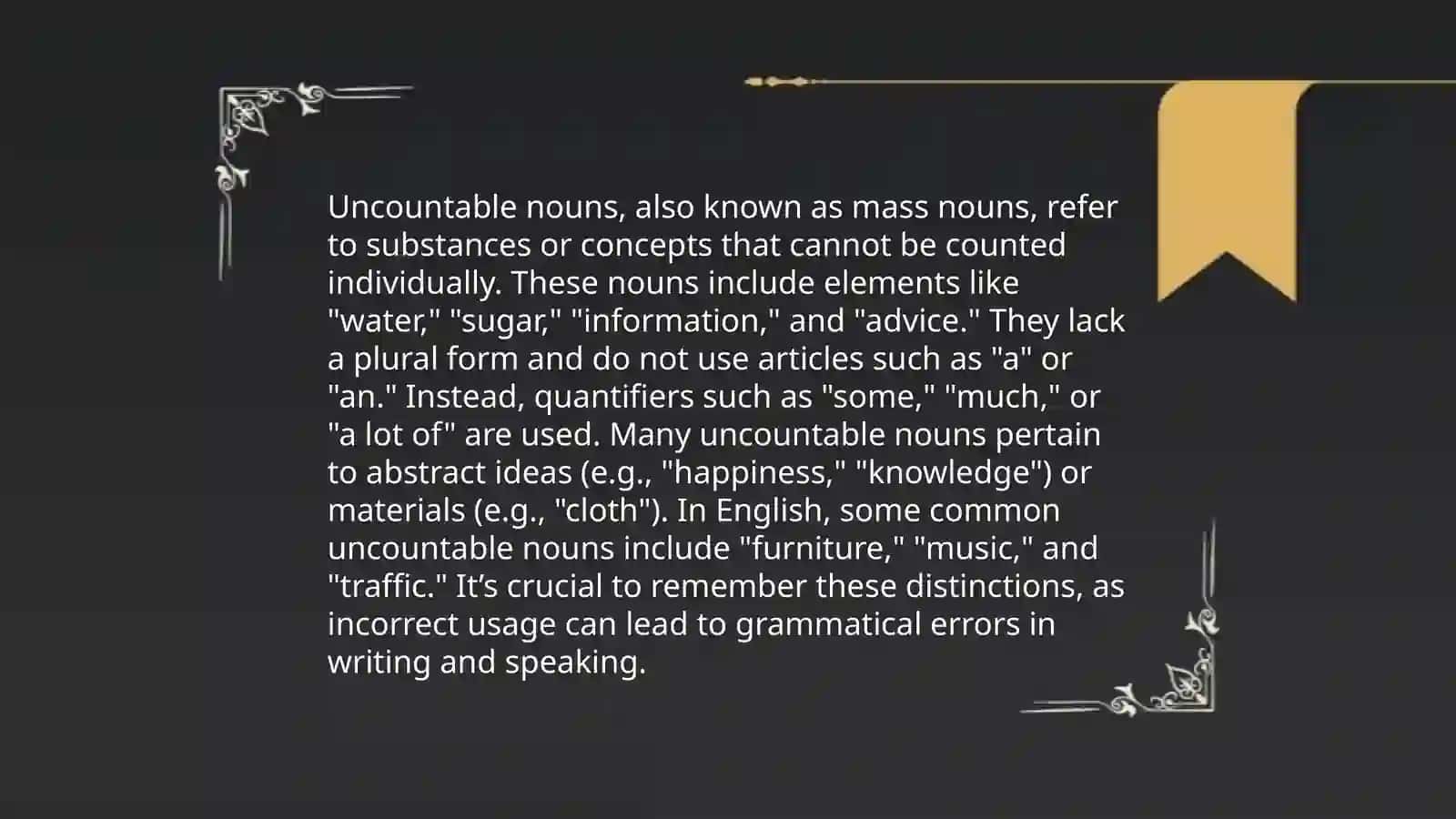 Uncountable noun 4