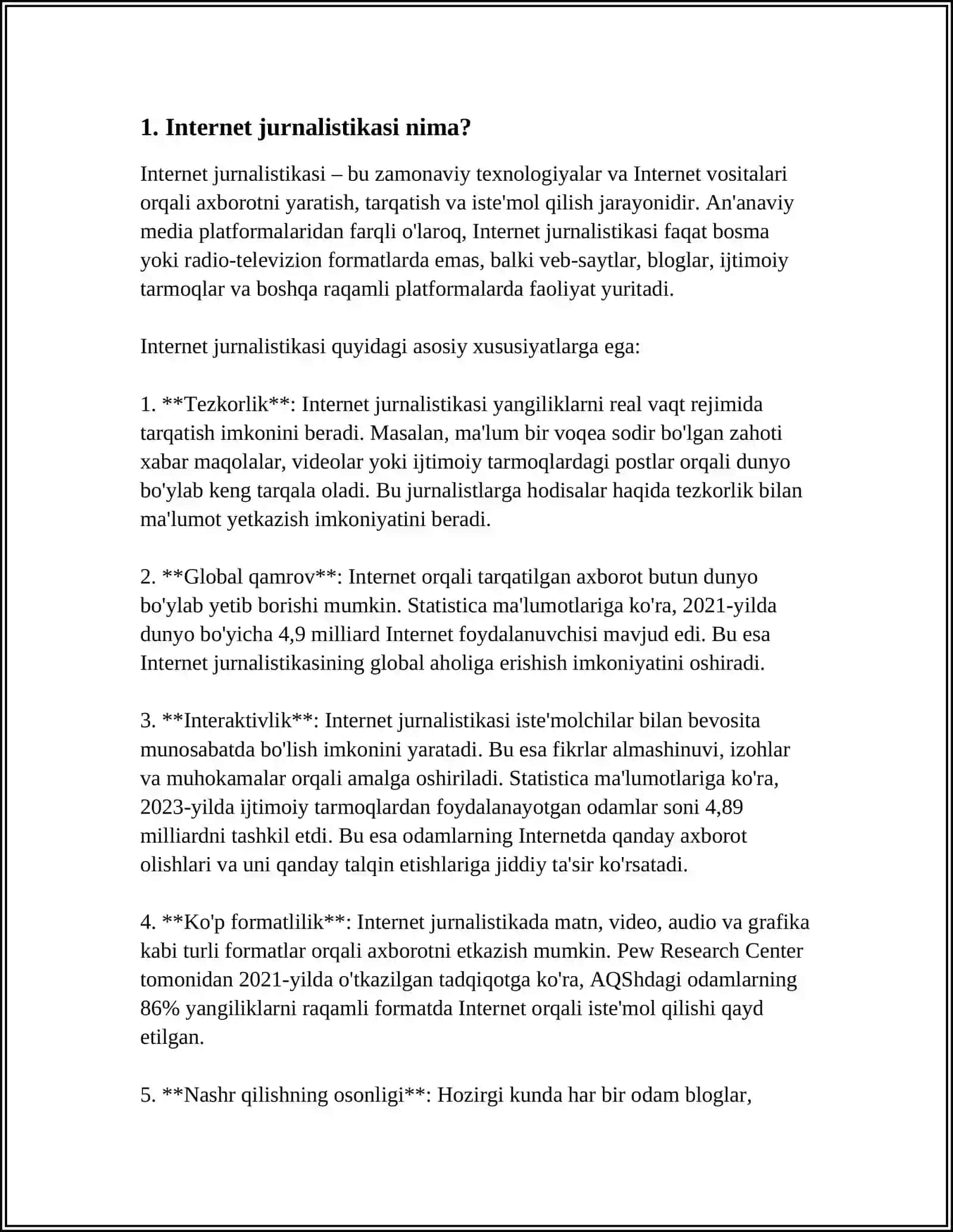 INTERNET JURNALISTIKADA PRAGIAD,COLORIAD,RERAYD VA REPOST TUSHUNCHALARIGA TA'RIF BERING 4
