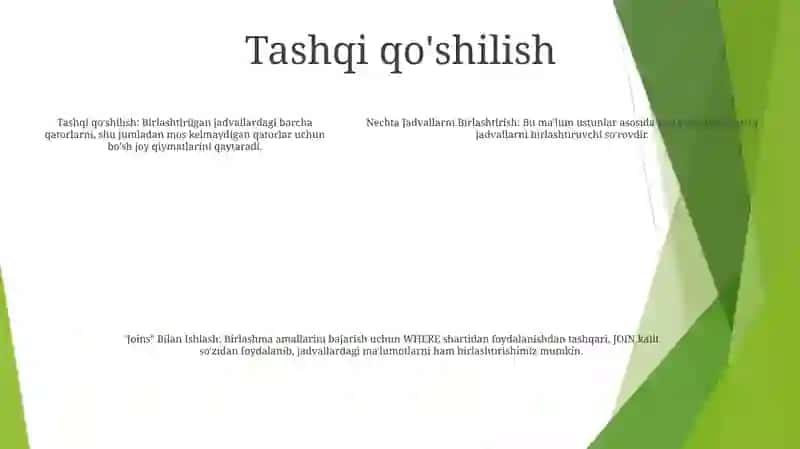 Bir Nechta Jadvallarni Birlashtirish 4