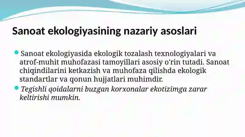Sanoat ekologiyasi xaqida umumiy malumot 4