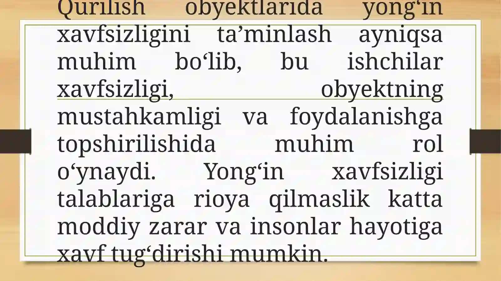 Qurilish obyektlarida yongʻin xavfsizligi talablari 4