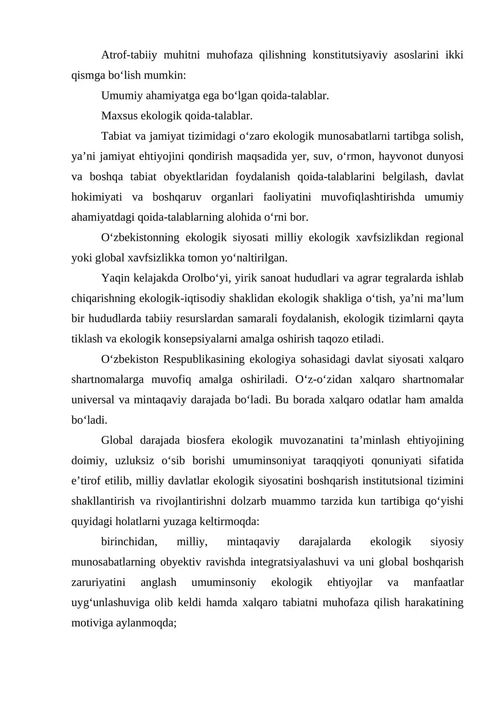 O‘zbekiston Respublikasining ekologiya sohasidagi xalqaro hamkorligi 4