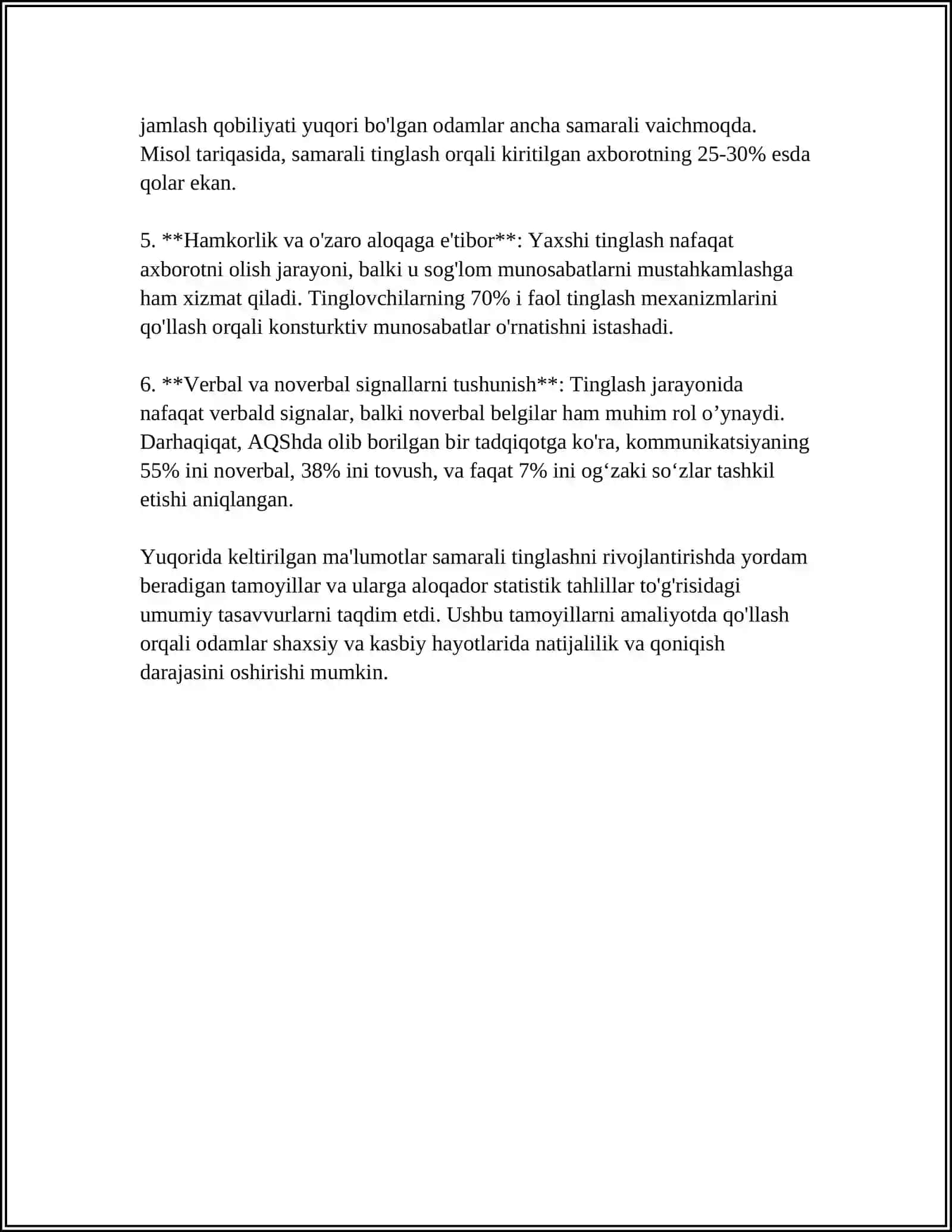 MULOQOTDA TINGLASH VA SUKUT MADANIYATI 4