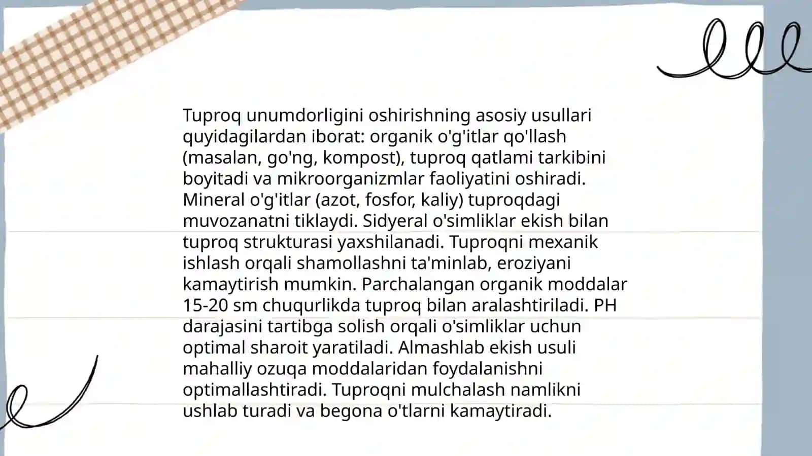 Sugʻoriladigan yerlarni unumdorligi bôyicha baholash 4