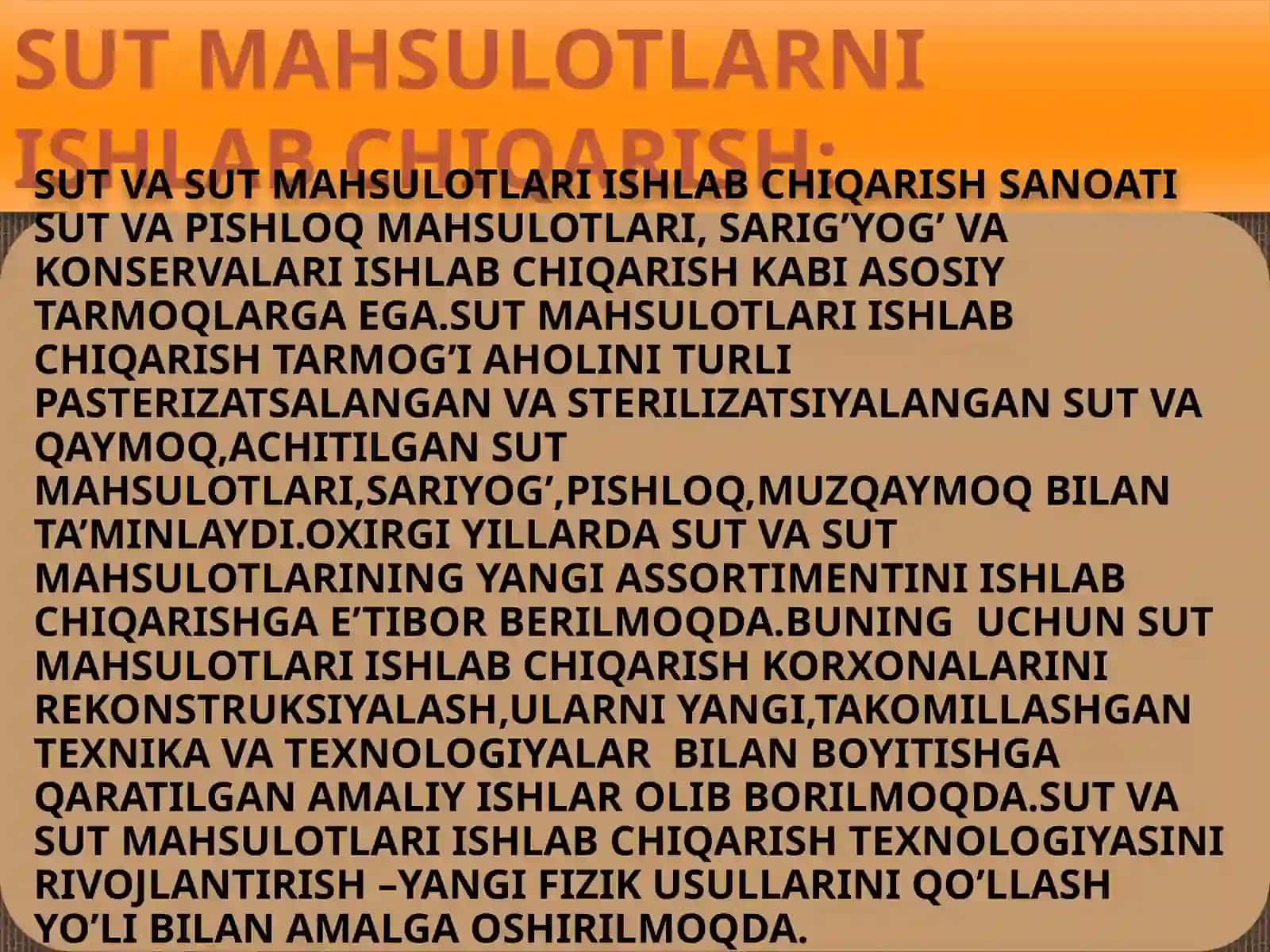 SUT VA SUT MAXSULOTLARI TEXNOLOGIYASI 4