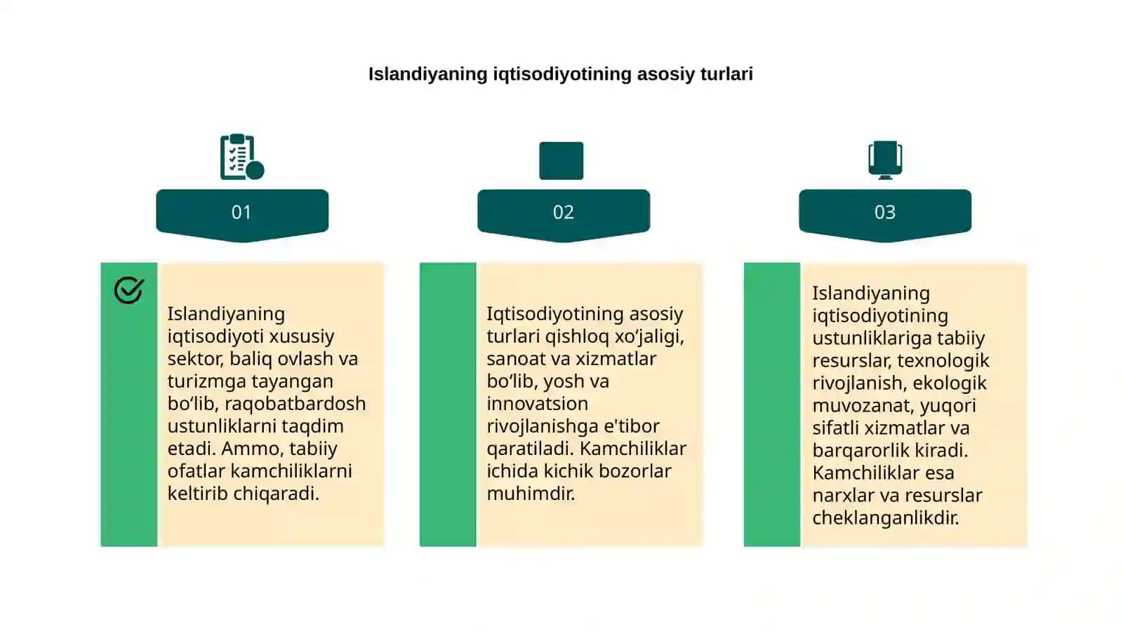 Islandiya davlatini iqtisodiyoti. 5 ta ustunligi va 5 kamchiliklari 4