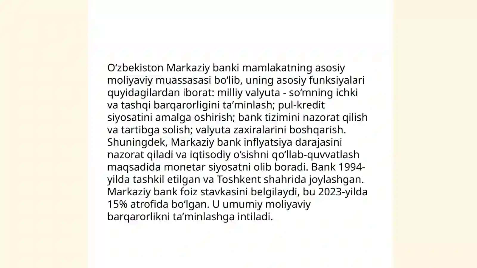 Oʻzbekiston Respublikasi bank tizimi va shakllanishi 4