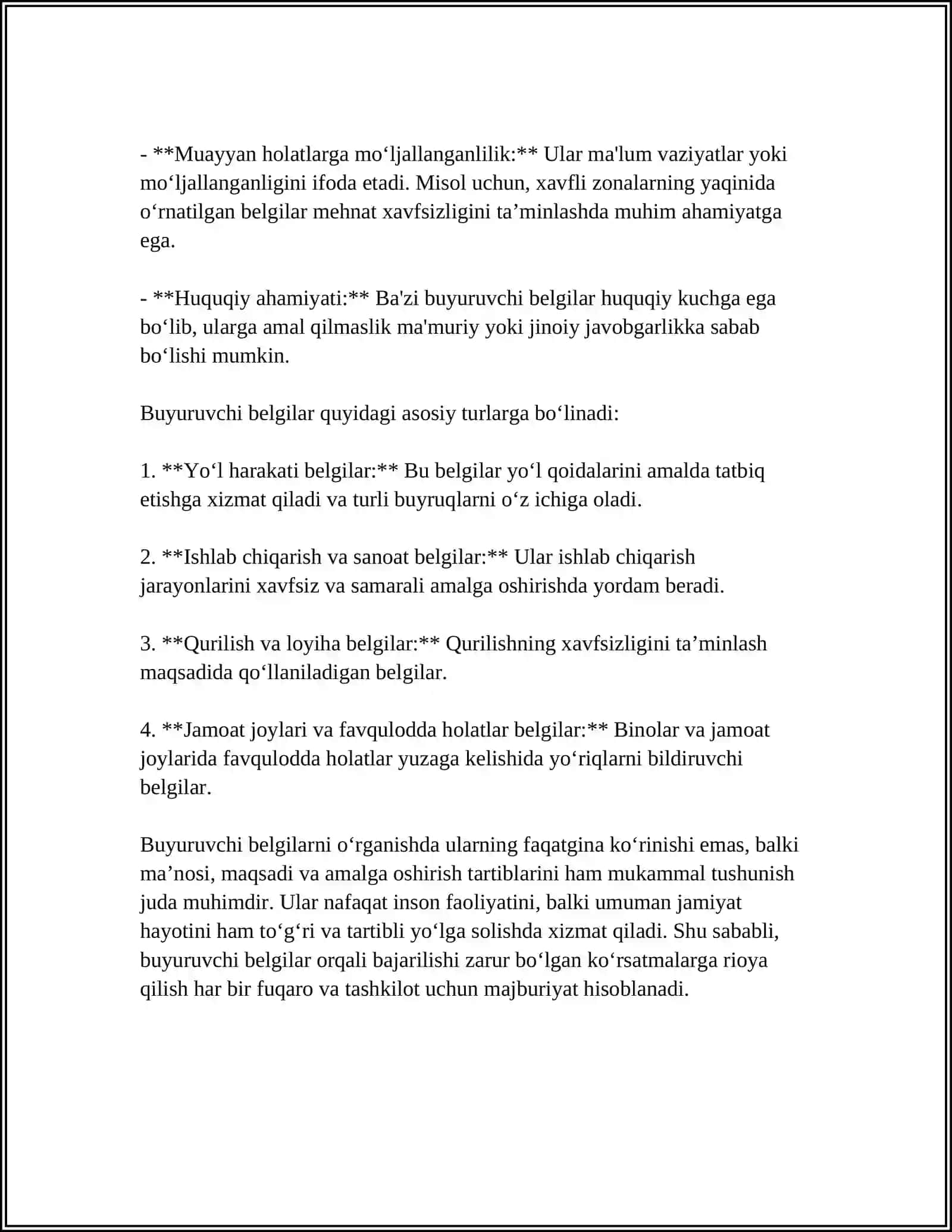 BUYURUVCHI BELGILAR BA AXBOROT ISHORA BELGILARI 4