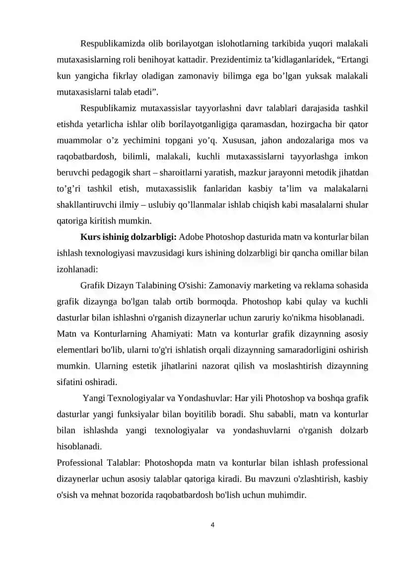 Adobe Photoshop dasturida matn va konturlar bilan ishlash texnologiyasi 4