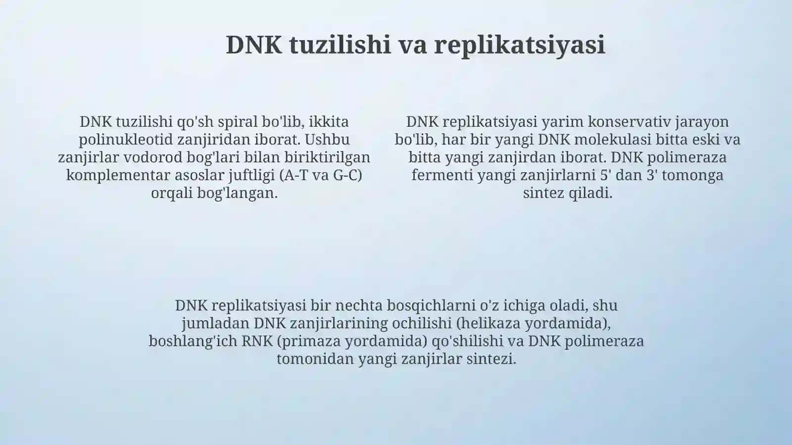 Tiriklikning molekulyar asoslari. Nuklein kislotalar 4