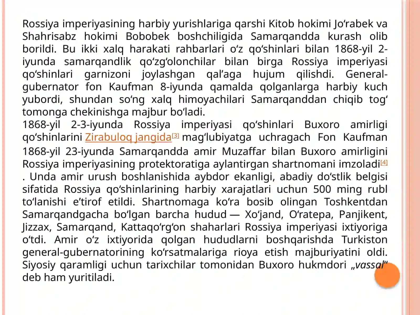 Rossiya imperiyasi tomonidan Buxoro amirligining bosib olinishi. Rossiya imperiyasi tomonidan Xiva xonligining bosib olinishi. Rossiya imperiyasining Turkistondagi ma’muriy boshqaruv tizimi va mustamlakachilik siyosati 4