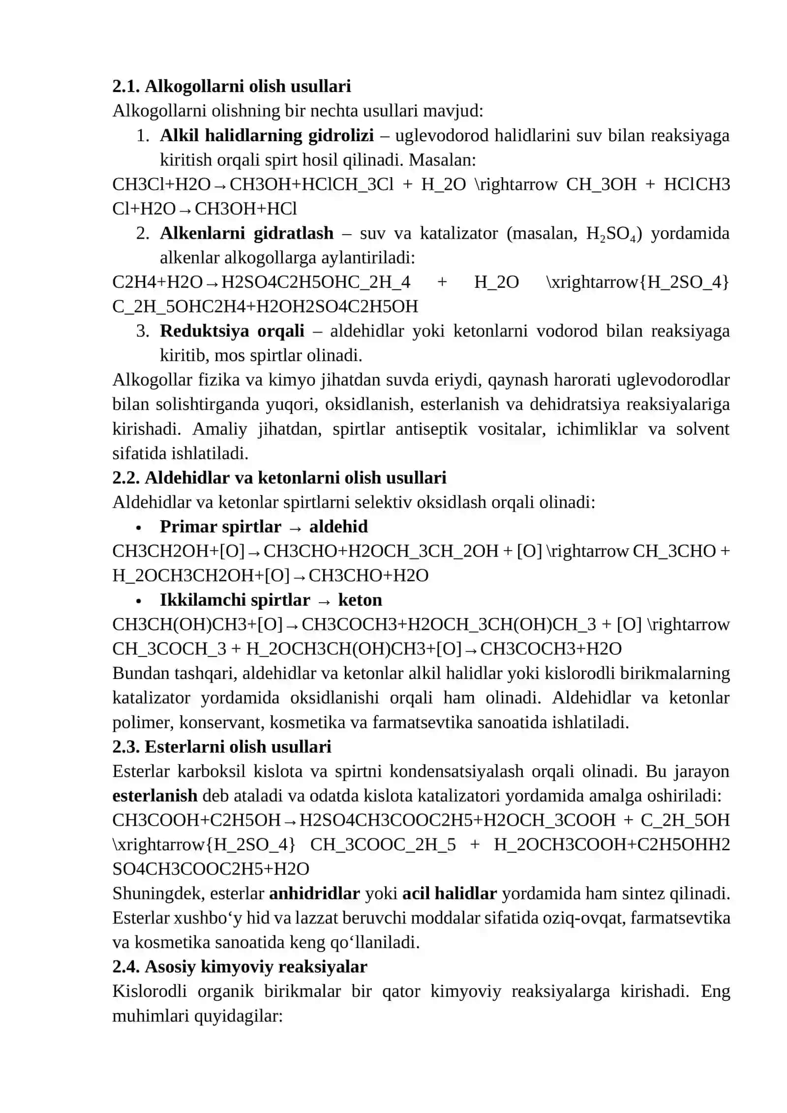 Kimyo – Kislorodning organik birikmalari 4