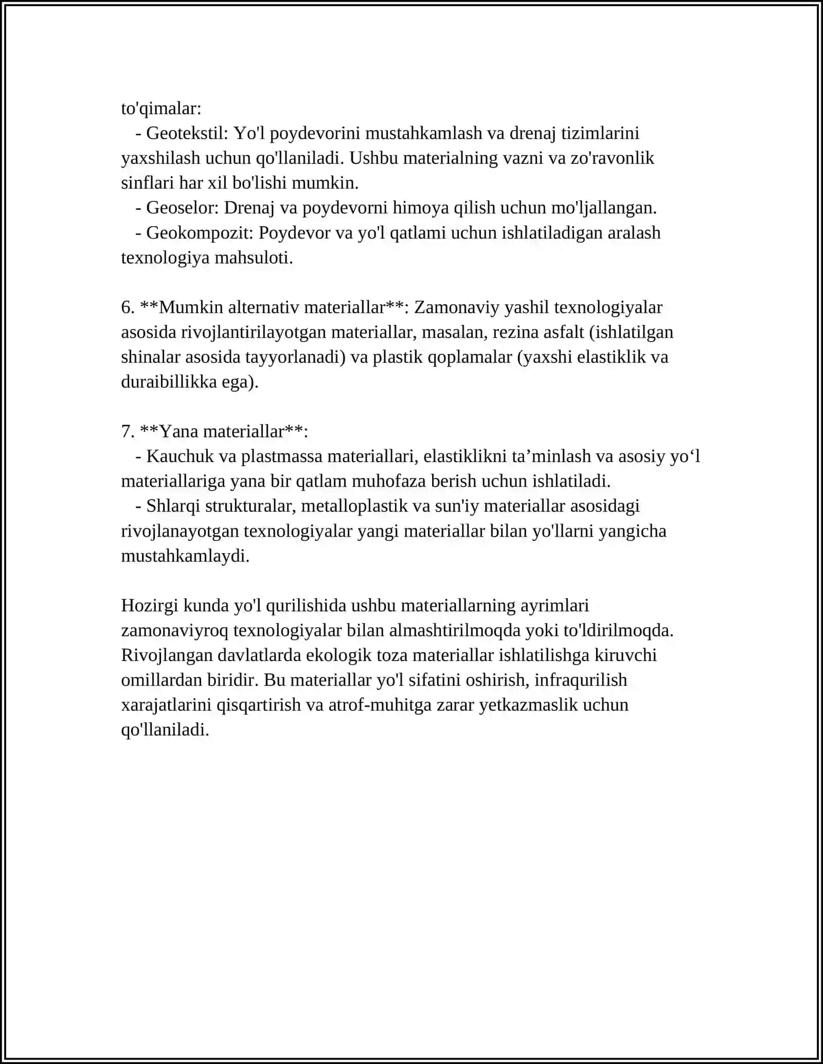 YO'L QURILISH MATERIALLARI VA MAHSULOTLARINING EKSPLOTATSION ISHONCHLILIGINI BAHOLASH 4