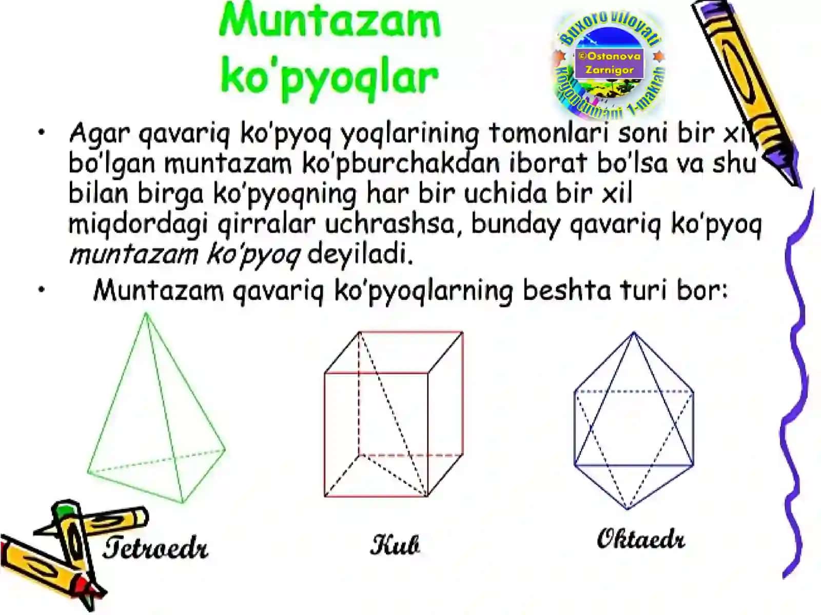 4-sinf matematika fanidan dars ishlanma: Ko`pyoqlar 4