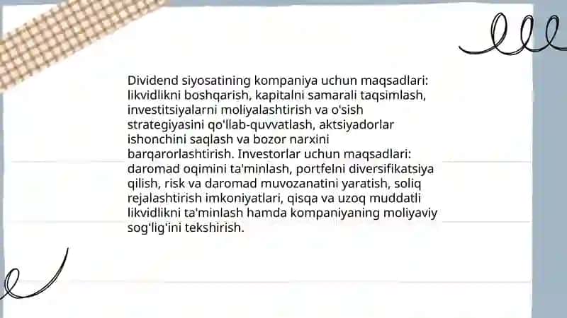 Dividend siyosati va uning investorlar uchun axamyati 4