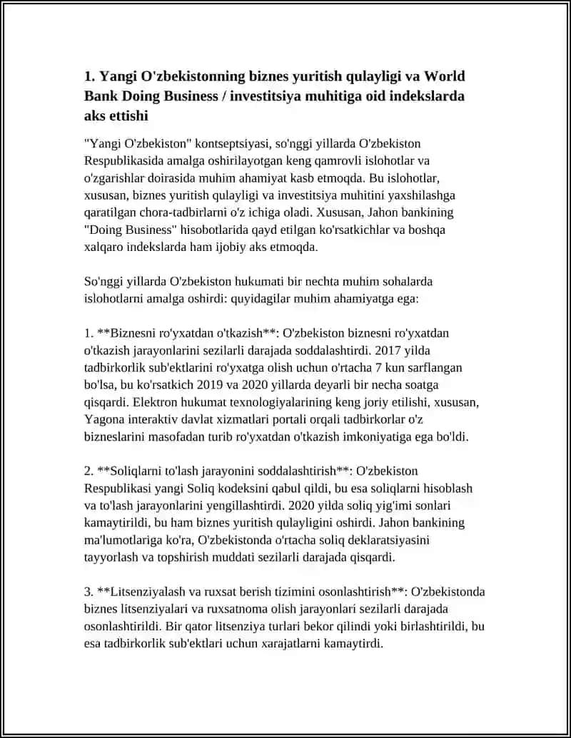 YANGI O'ZBEKISTON IJTIMOIY-SIYOSIY, IQTISODIY VA MADANIY HAYOTDA RO'Y BERAYOTGAN O'ZGARISHLARNING XALQARO REYTING VA INDEKSLARDA AKS ETTISHI 4