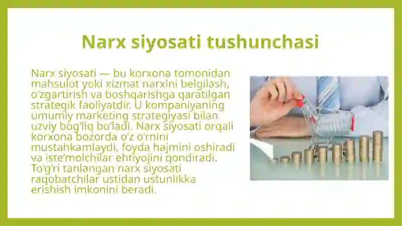 Narx siyosati va uning O‘zbekistonda amalga oshirilish xususiyatlari 4