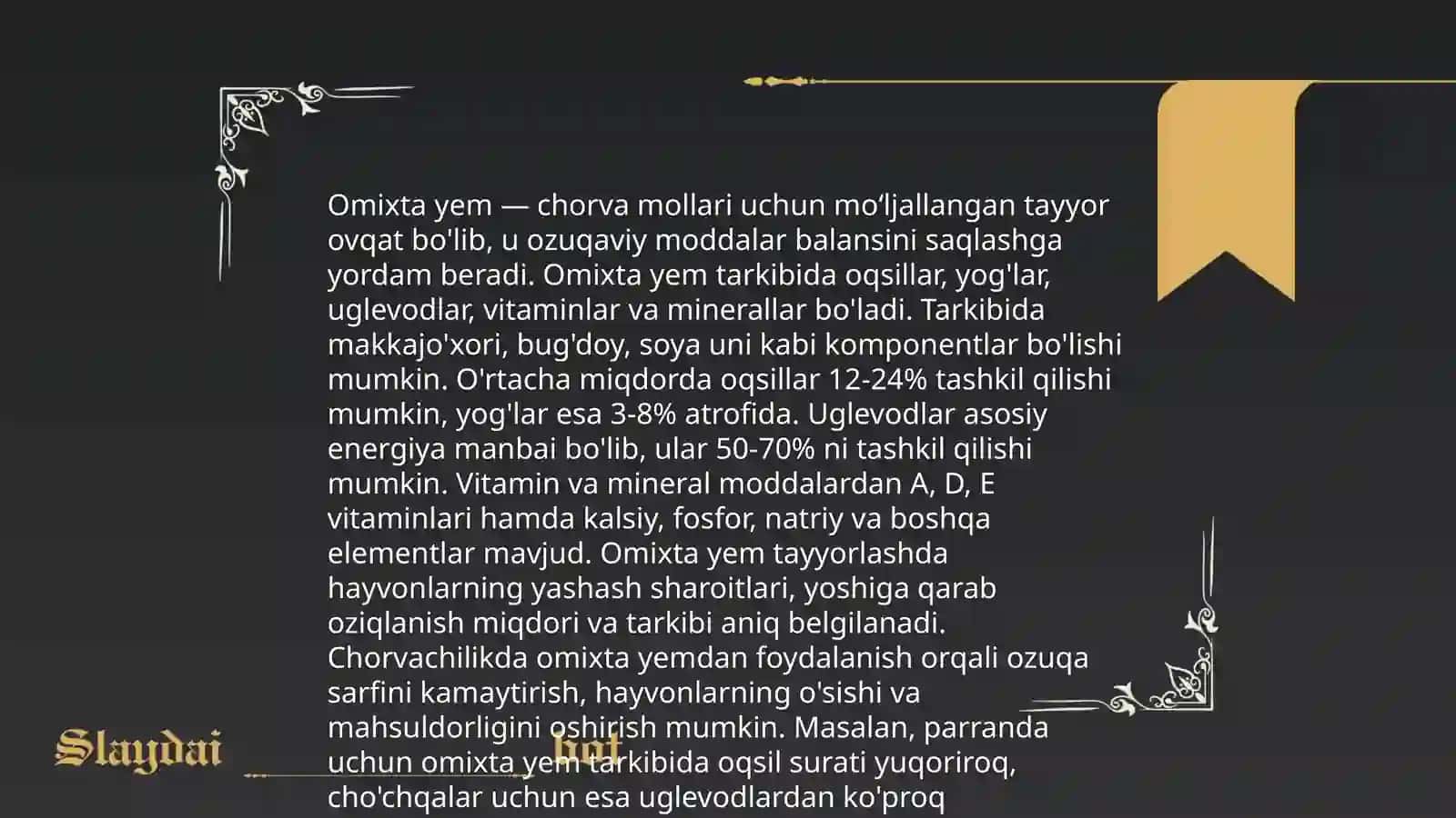 Baliqlar uchun omixta yemlar 4
