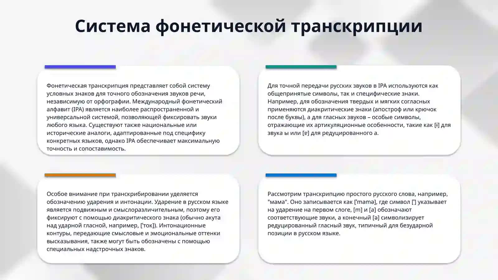 Фонетическая транскрипция и орфоэпия. 4
