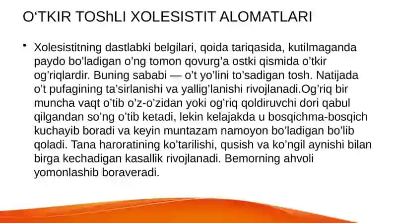 O‘TKIR TOSHLI XOLESISTIT 4