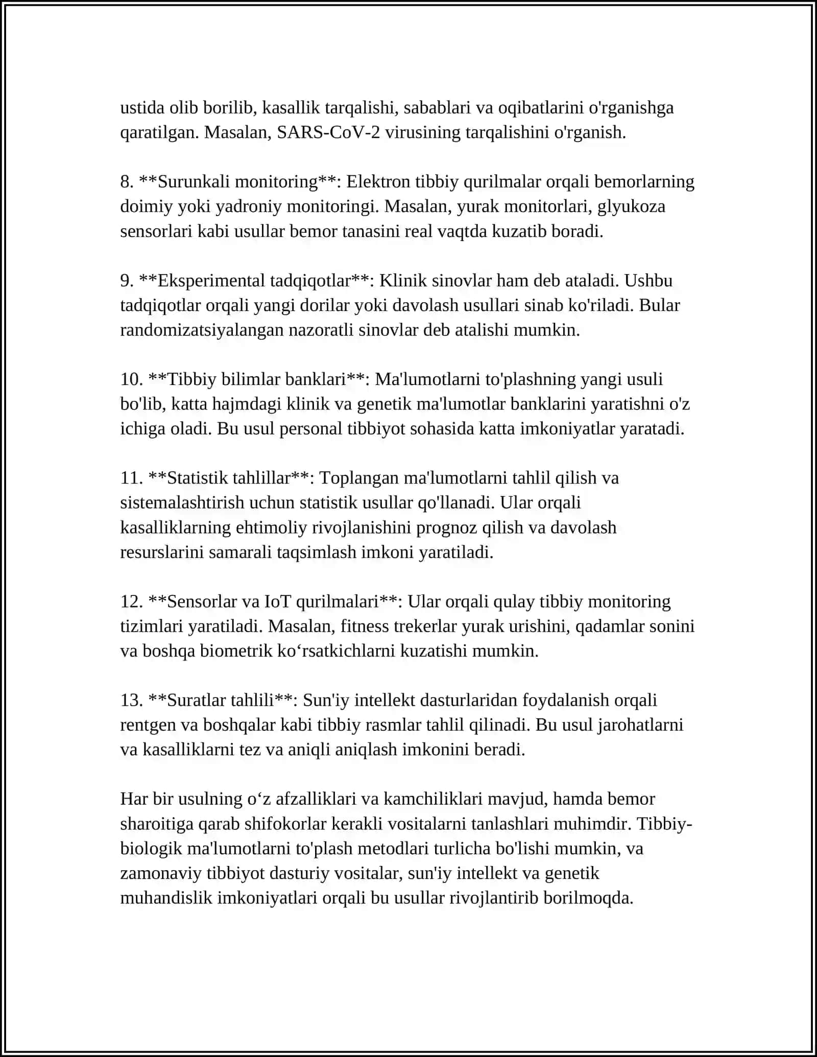 TIBBIY-BIOLOGIK MASALANI YECHISH MISOLIDA MA'LUMOTLARNI TASHKIL QILISH VA KIRITISH 4