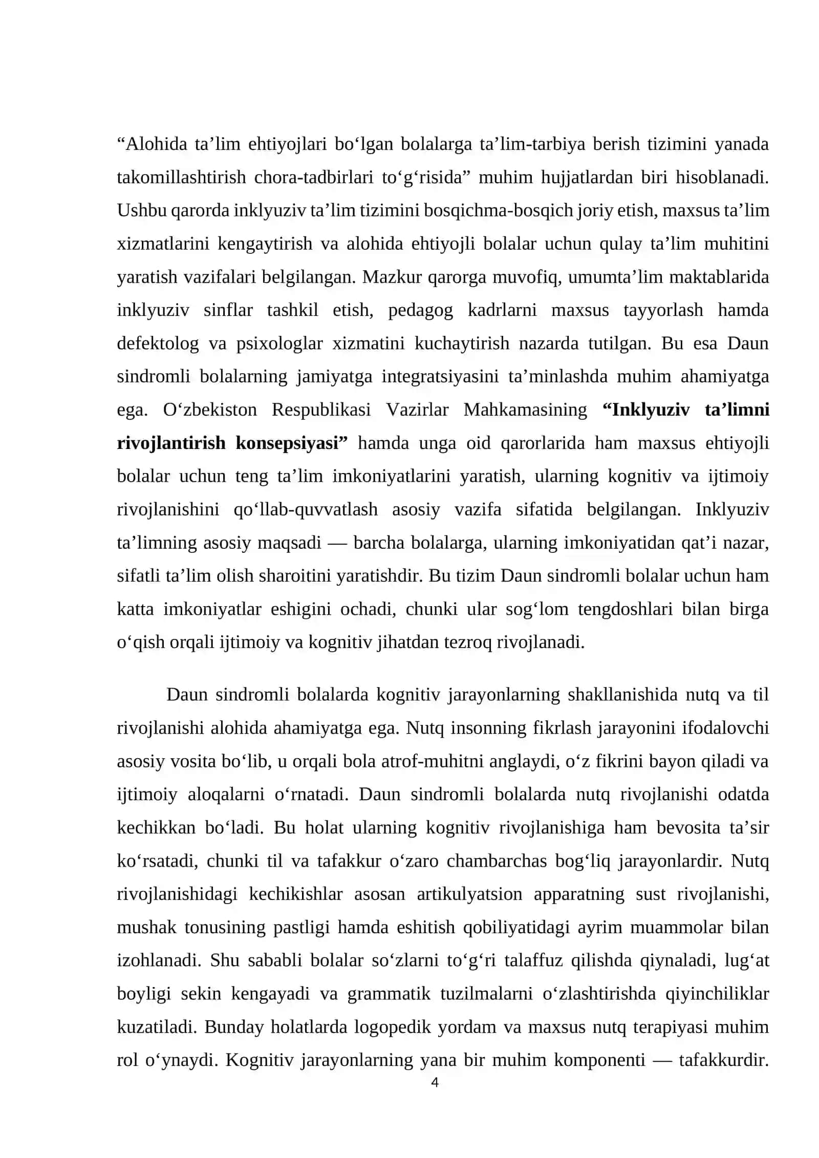 Daun sindromli bolalarda kognitiv rivojlanishga ta’sir etuvchi omillar va inklyuziv ta’limning ahamiyati 4