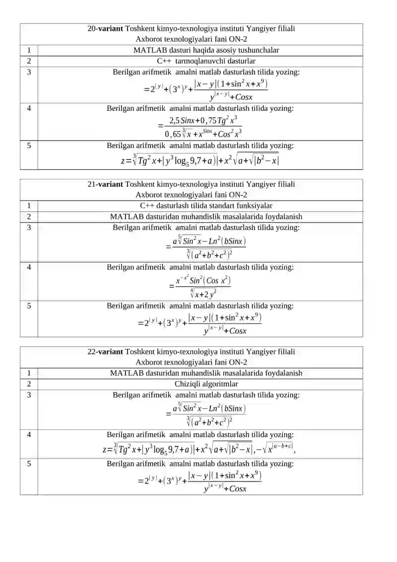 AXBOROT TEXNOLOGIYALARI FANIDAN 2-ORALIQ NAZORAT SAVOLLARI 4