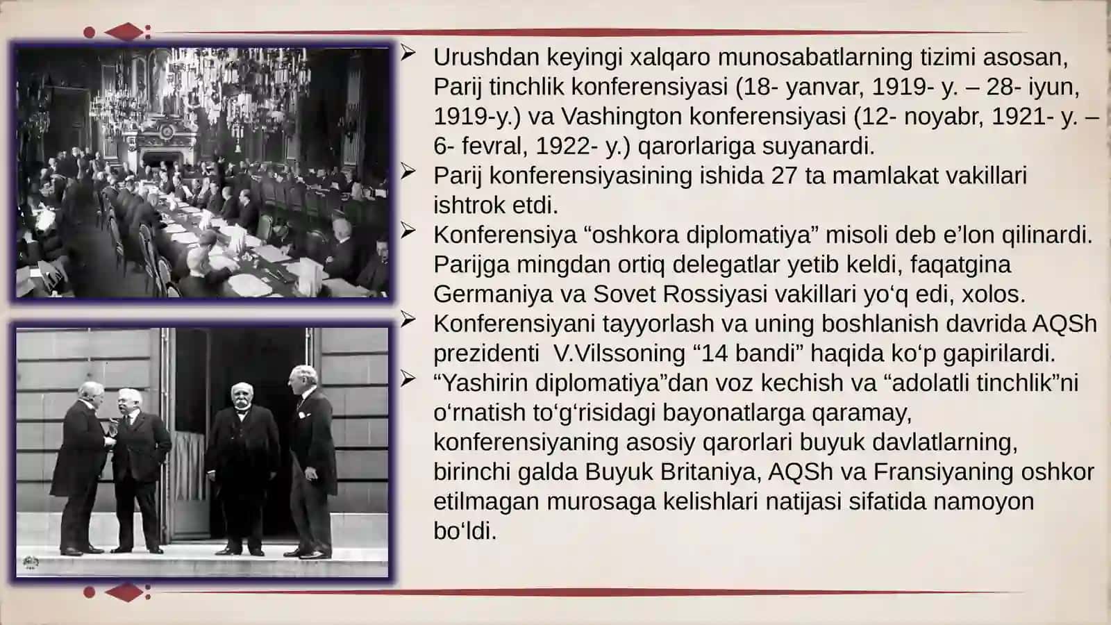 XX asrning 20-30 yillarda xorijiy va diplomatik munosabatlar 4