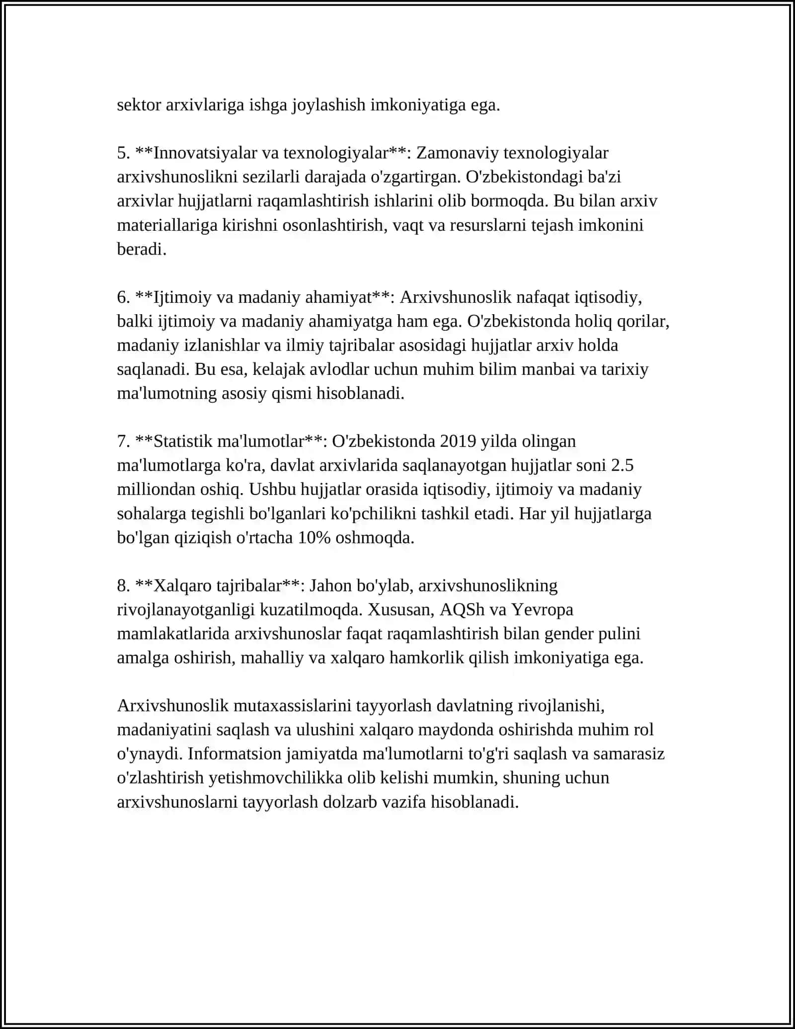 ARXIVSHUNOSLIK MUTAXASSISLARINI TAYYORLASH TIZIMI 4