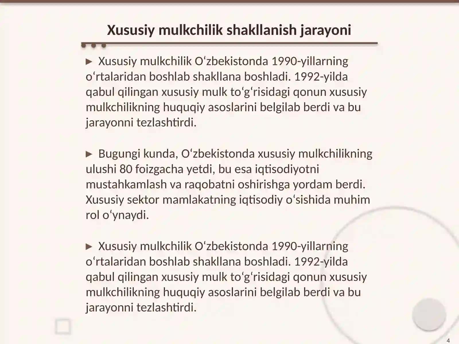 O‘zbekiston iqtisodiy islohotlarining tarixi 4