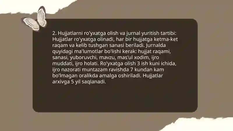 Hujjatlarni tizimlashtirish va nazorat qilish 4