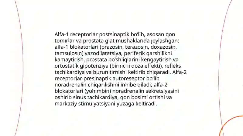 Adrenoretseptorlarni falajlovchi vositalar 4