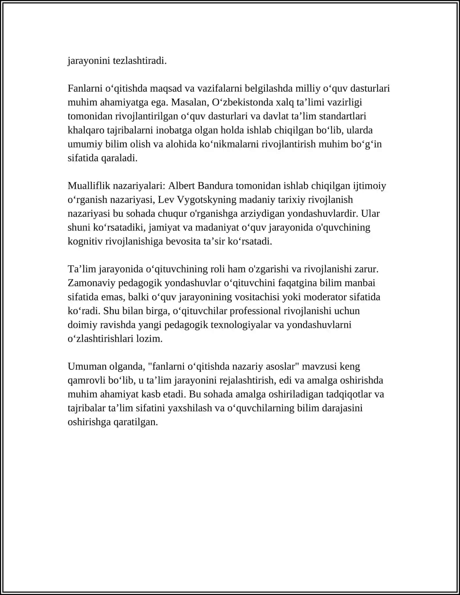 TABIIY FANLAR NAZARIYASI VA METODIKASI FANINI OʻQITISHGA DOIR TASAVVUR VA TUSHUNCHALARNI SHAKLLANTIRISHNING METODIK ASOSLARI 4