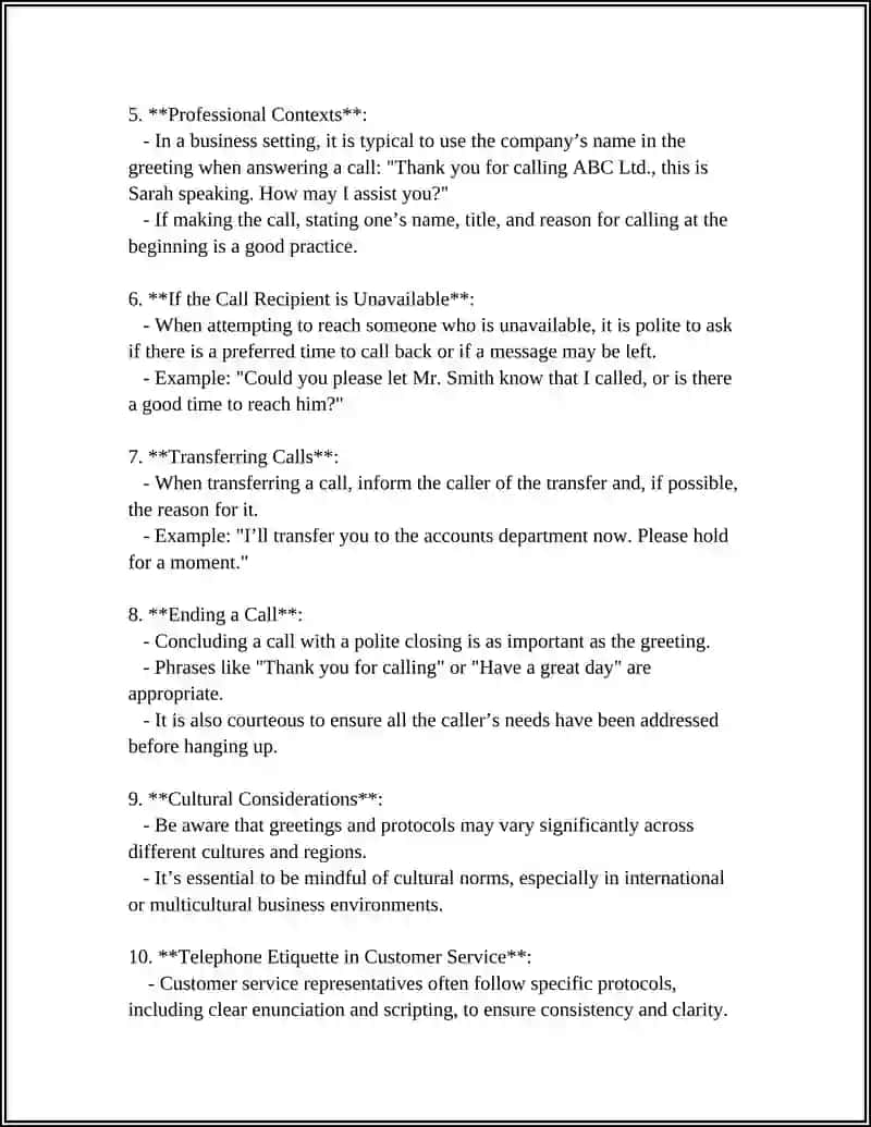 Telephone Greetings and Introductions 4