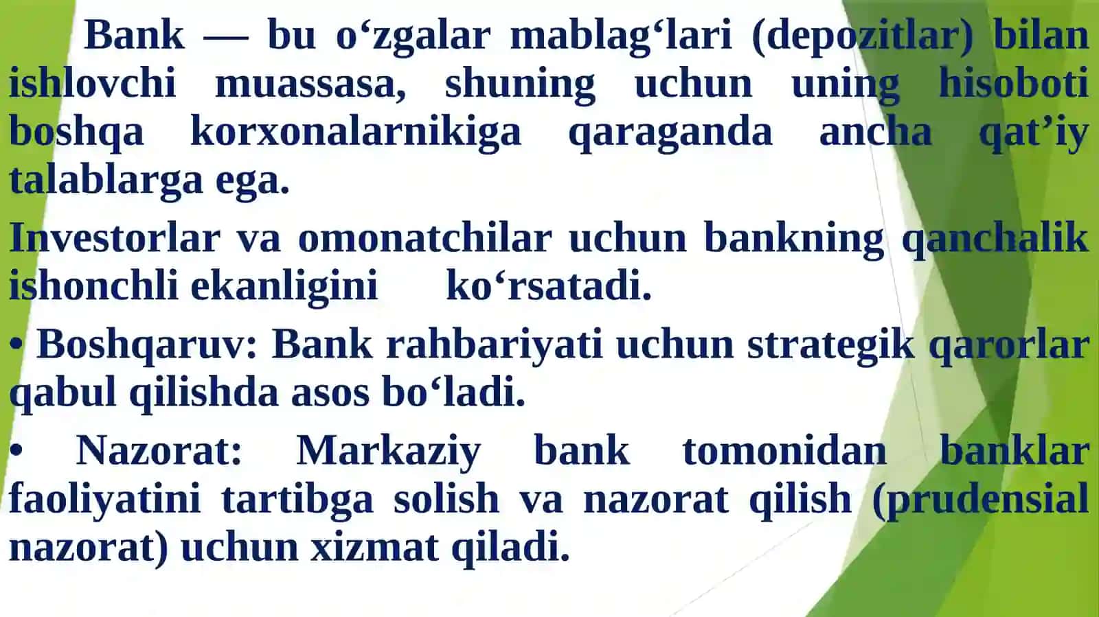 Banklarda moliyaviy hisobni tashkil qilish 4