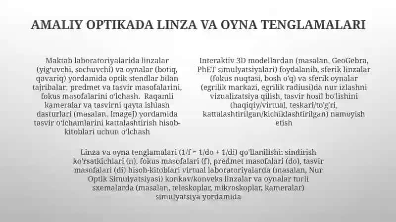 Geometrik optika asoslari mavzusini oʻqitishda pedagogik texnologiyalardan foydalanish 4