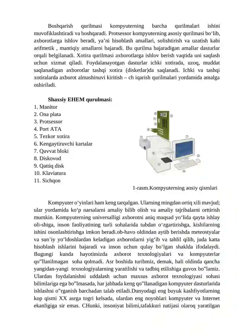 Kompyuterlarni rivojlanishidagi asosiy bosqichlar 4
