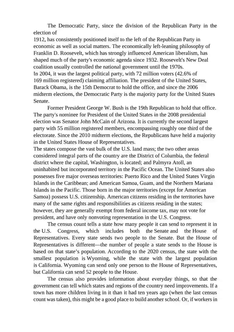 The United States of America. Political System and Government 4