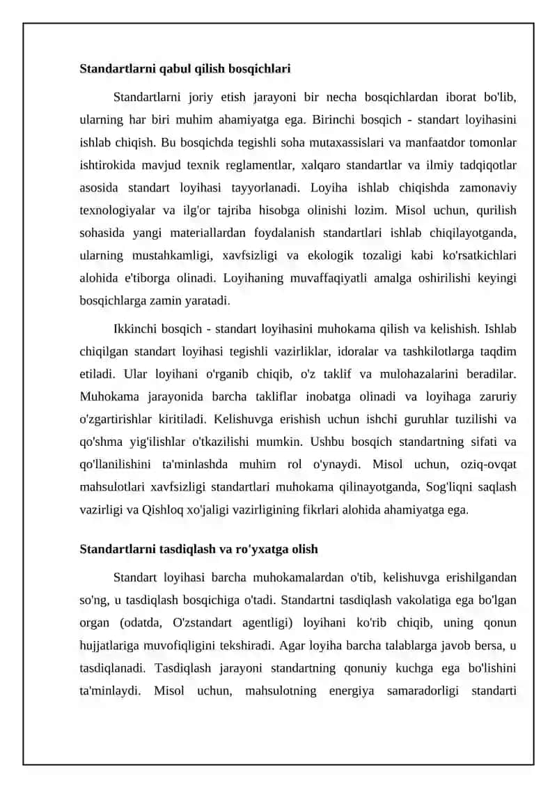 Standartlarni joriy etish tartibi va ularni qayta kurib chiqish jarayonlari 4