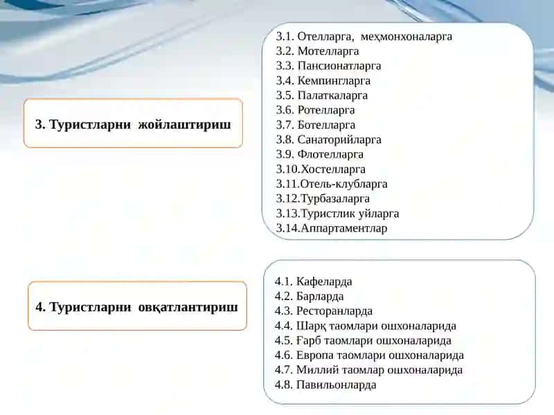 Туризм индустрияси ва туризм инфратузилмаси 4