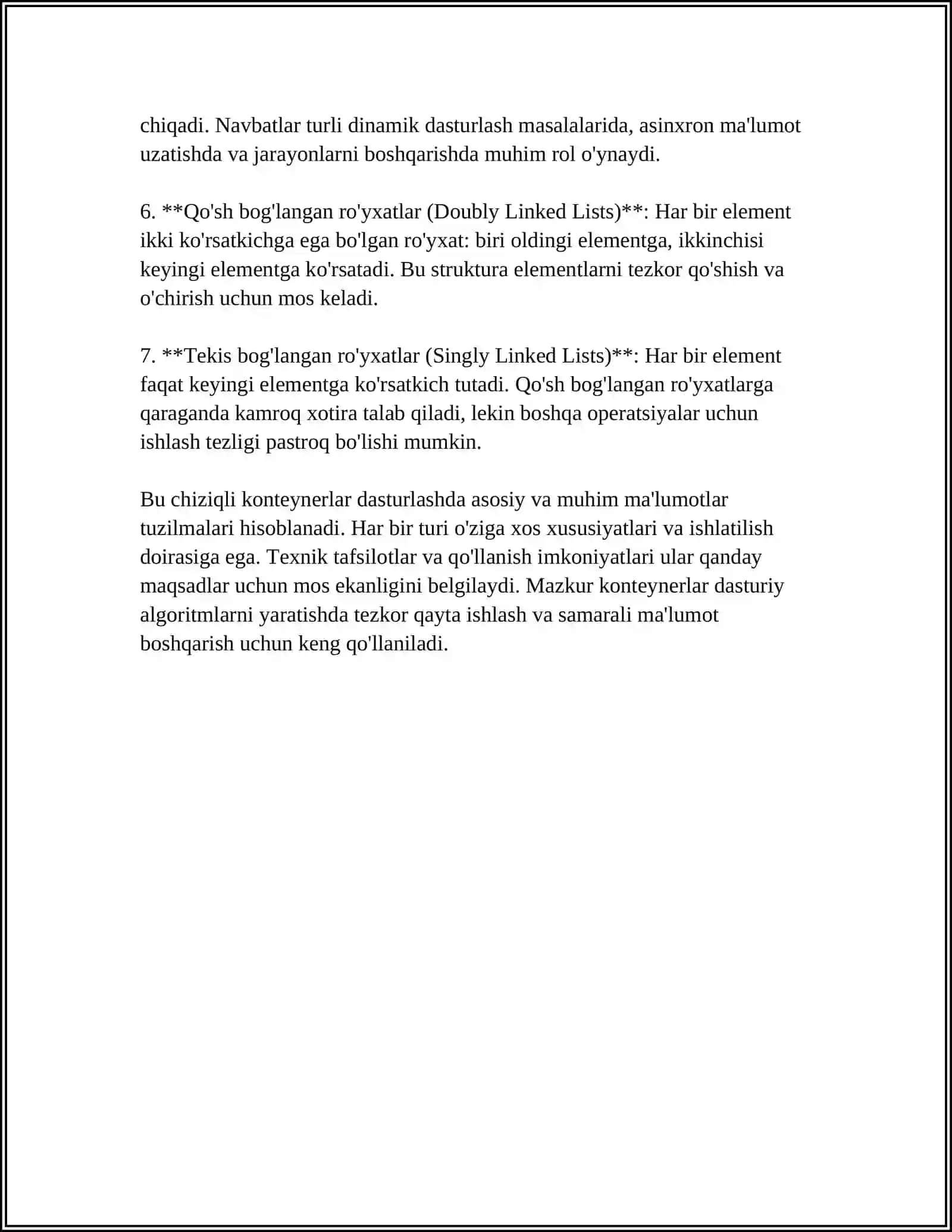CHIZIQLAR KONTEYNERLAR(ARRAY,VECTOR,DEQUE,LIST,FORWARD_LIST) 4