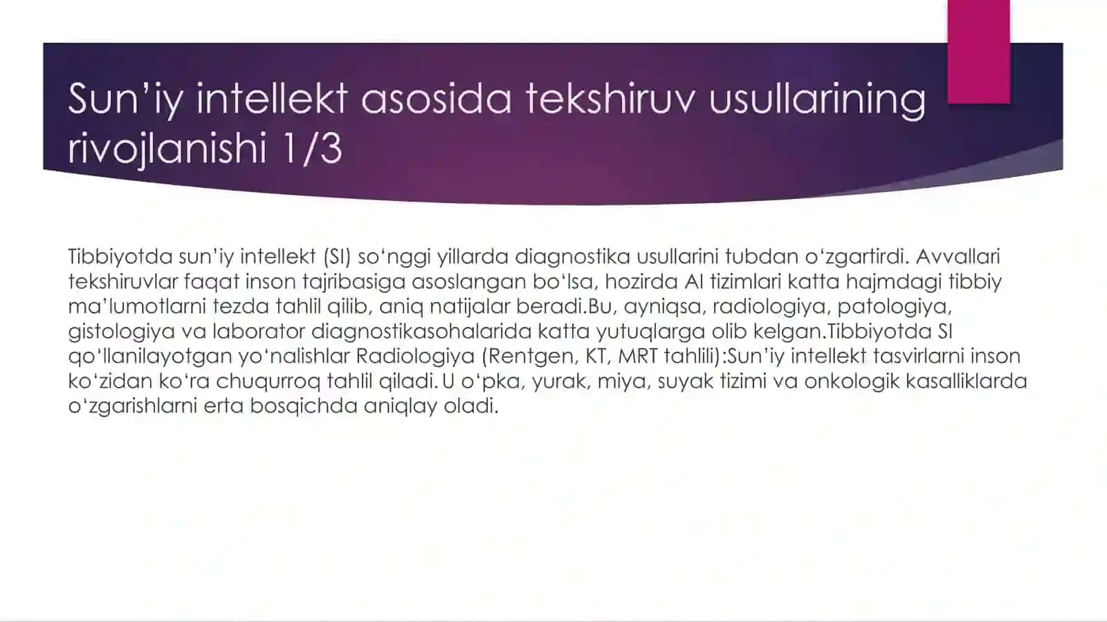 Sun’iy intellekt (SI) va Tibbiyot 4
