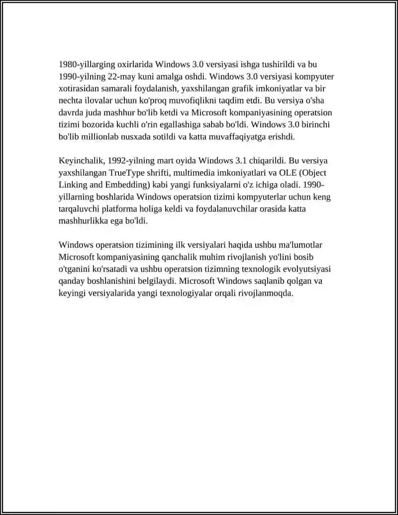 WINDOWS OPERATSION TIZIMI TARIXI VA UNDA ISHLASH ASOSLARI 4