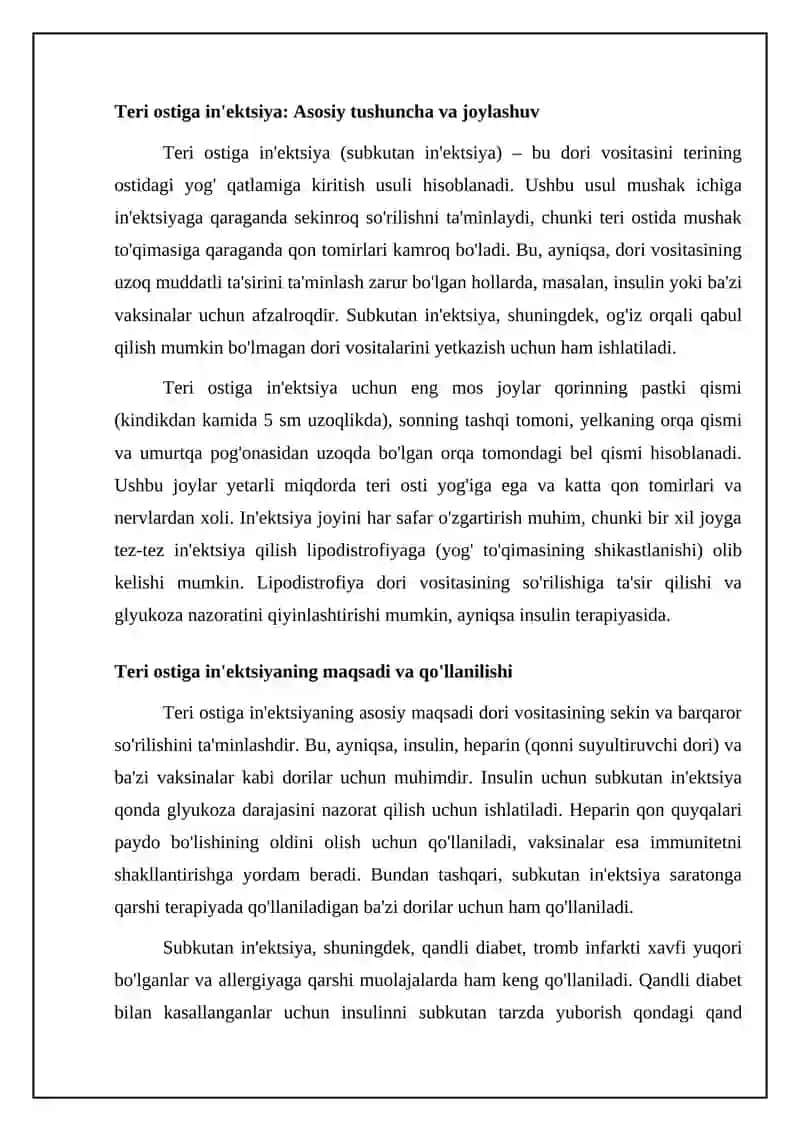 Teri ostiga in'ektsiya qilish texnikasi 4